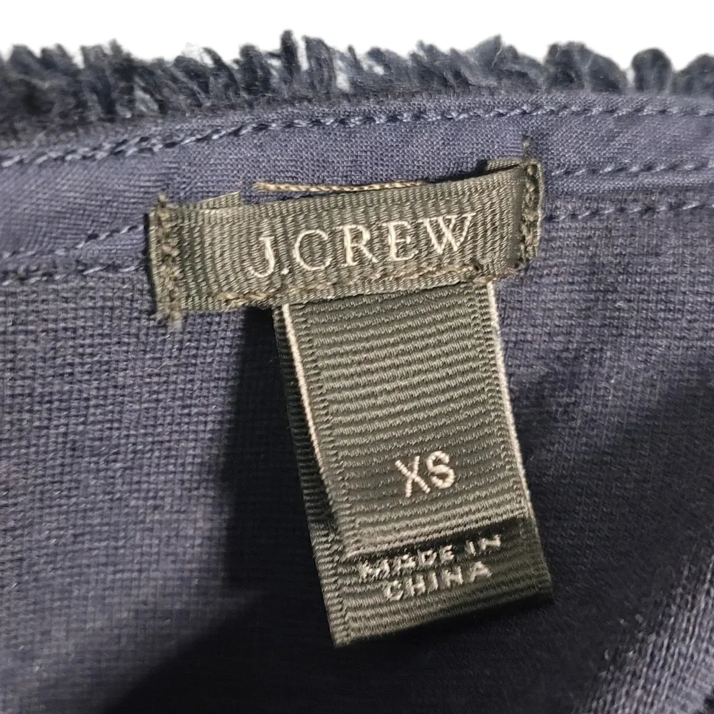 J. Crew Navy Blue Lace Trim Top Sleeveless Mixed Media Office Career Preppy XS